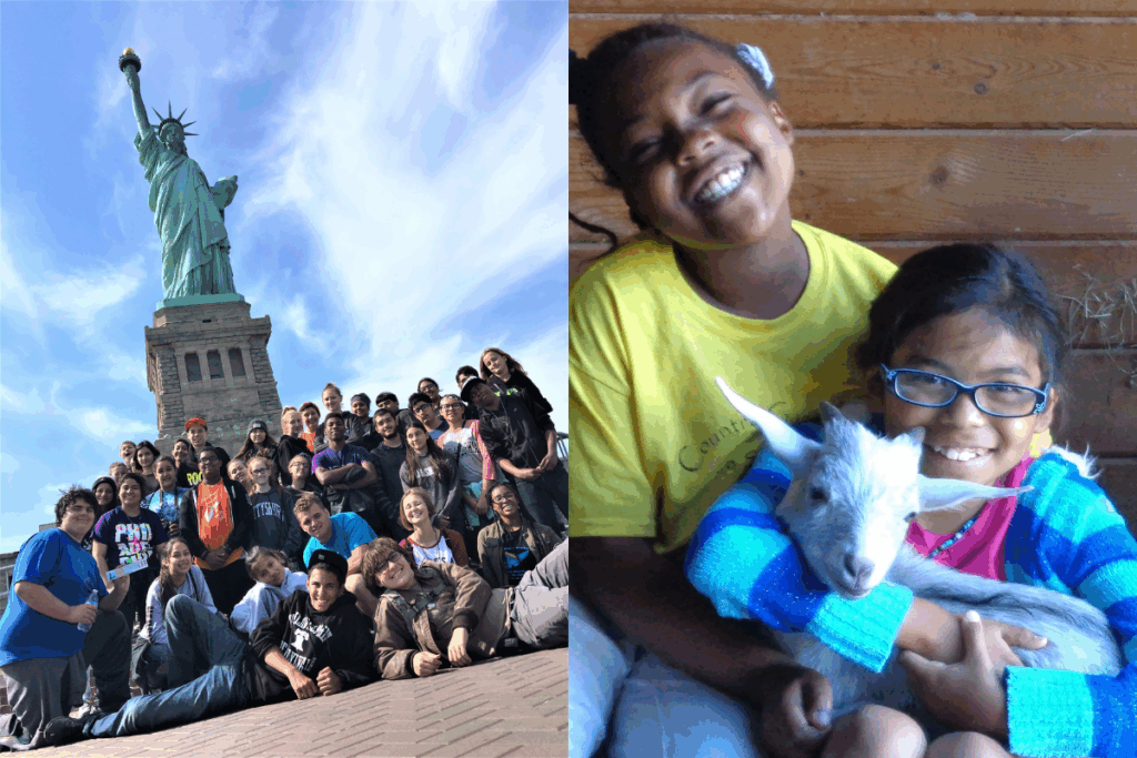 Kids at the Statue of Liberty